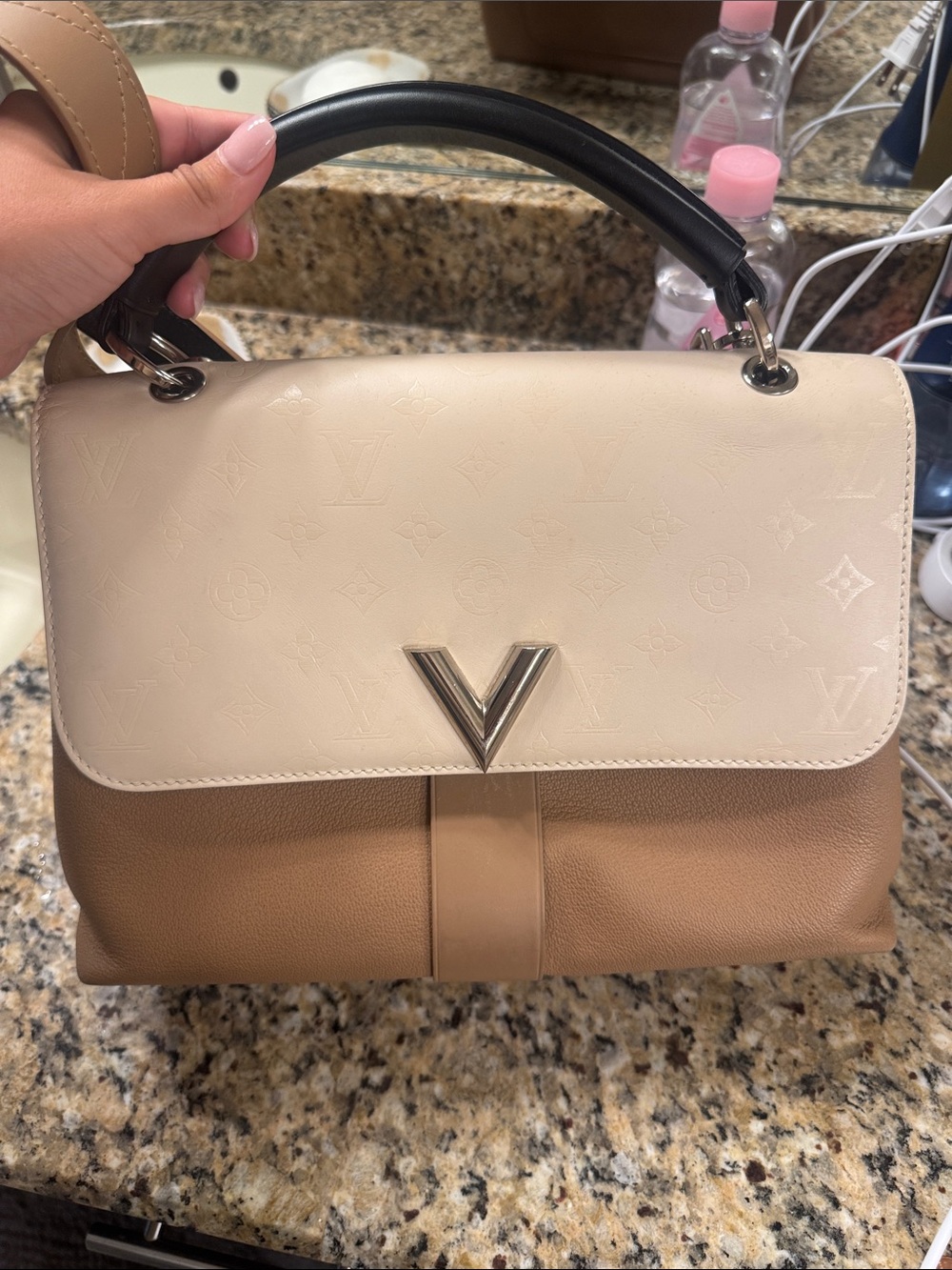 Louis Vuitton Cream & Tan Top Handle Satchel